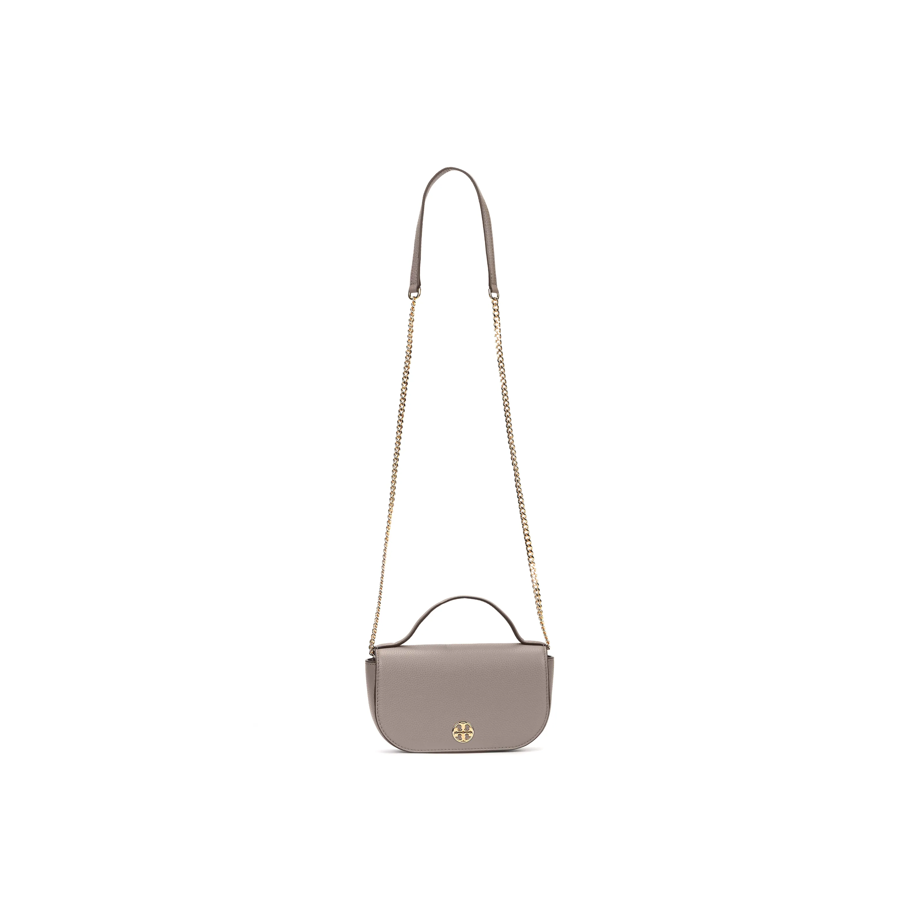 TORY BURCH Leather One Shoulder Handbag Crossbody Bag Women's Gray Egret