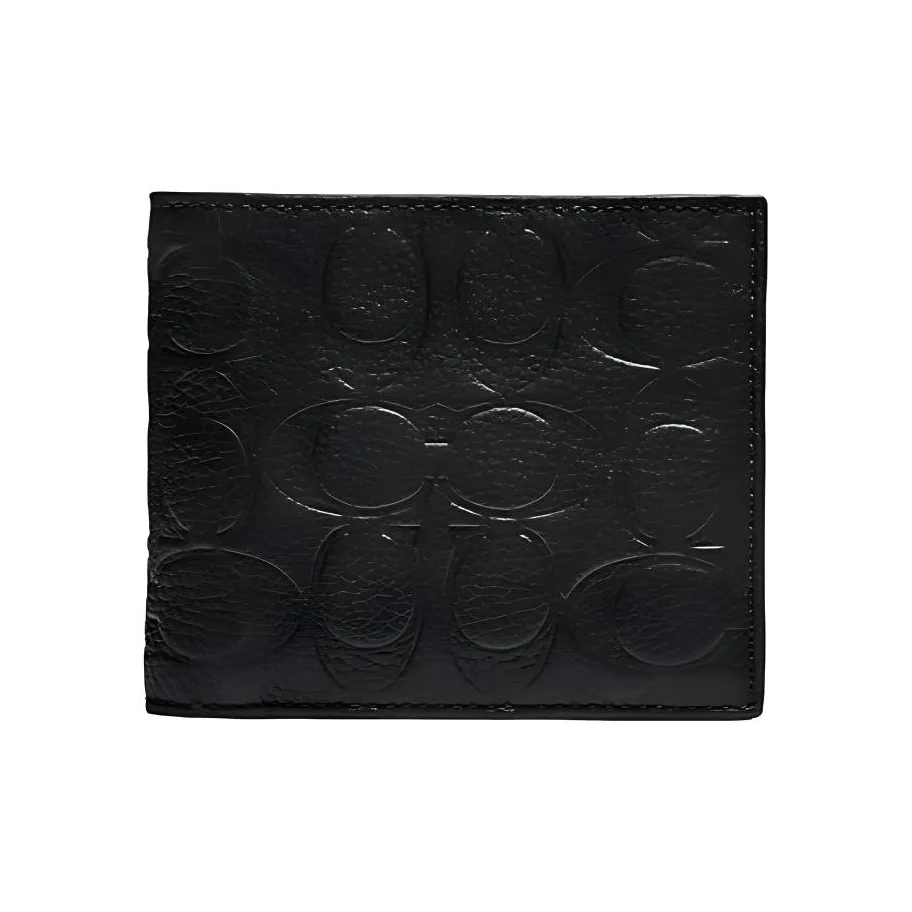 COACH 3 IN 1 Wallet Leather Wallet, Card Holder Regular Men's Black