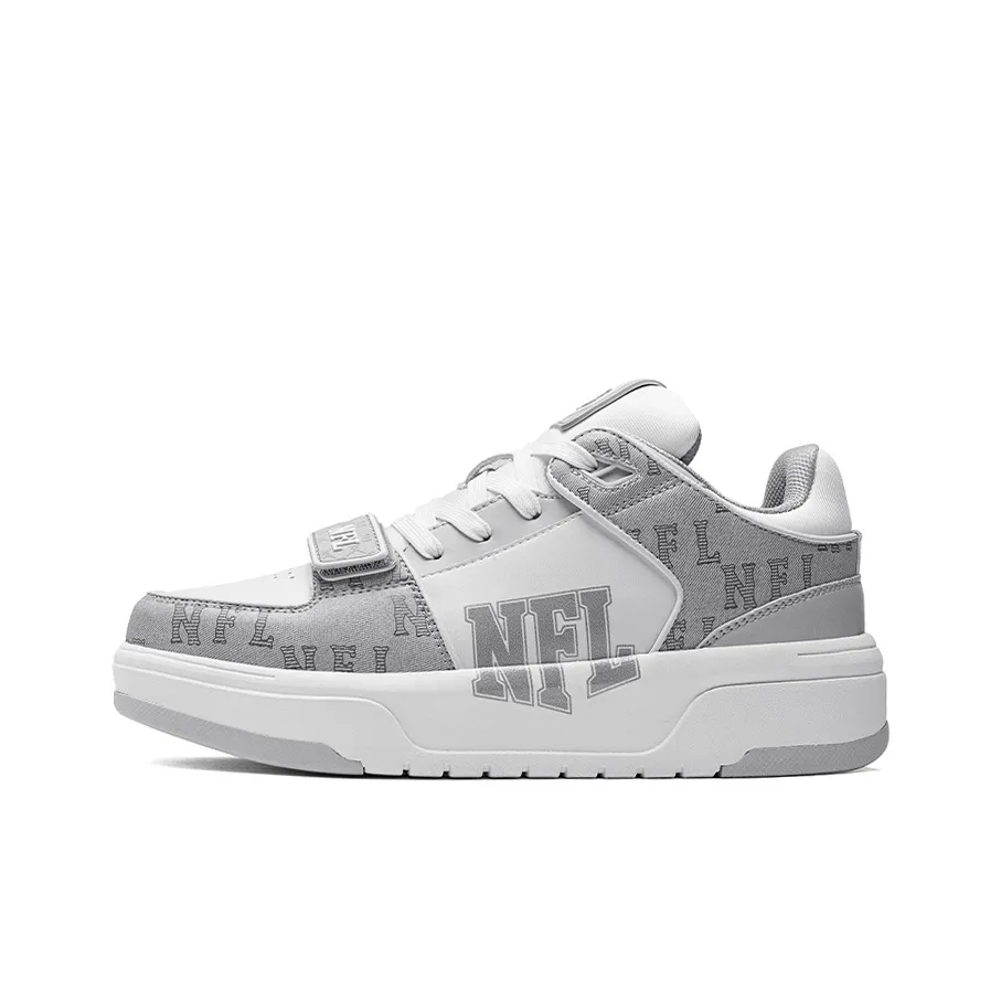 NFL College 1 OG Senior Shoes Low Top Skateboard Shoes Unisex Gray Text On White Gray