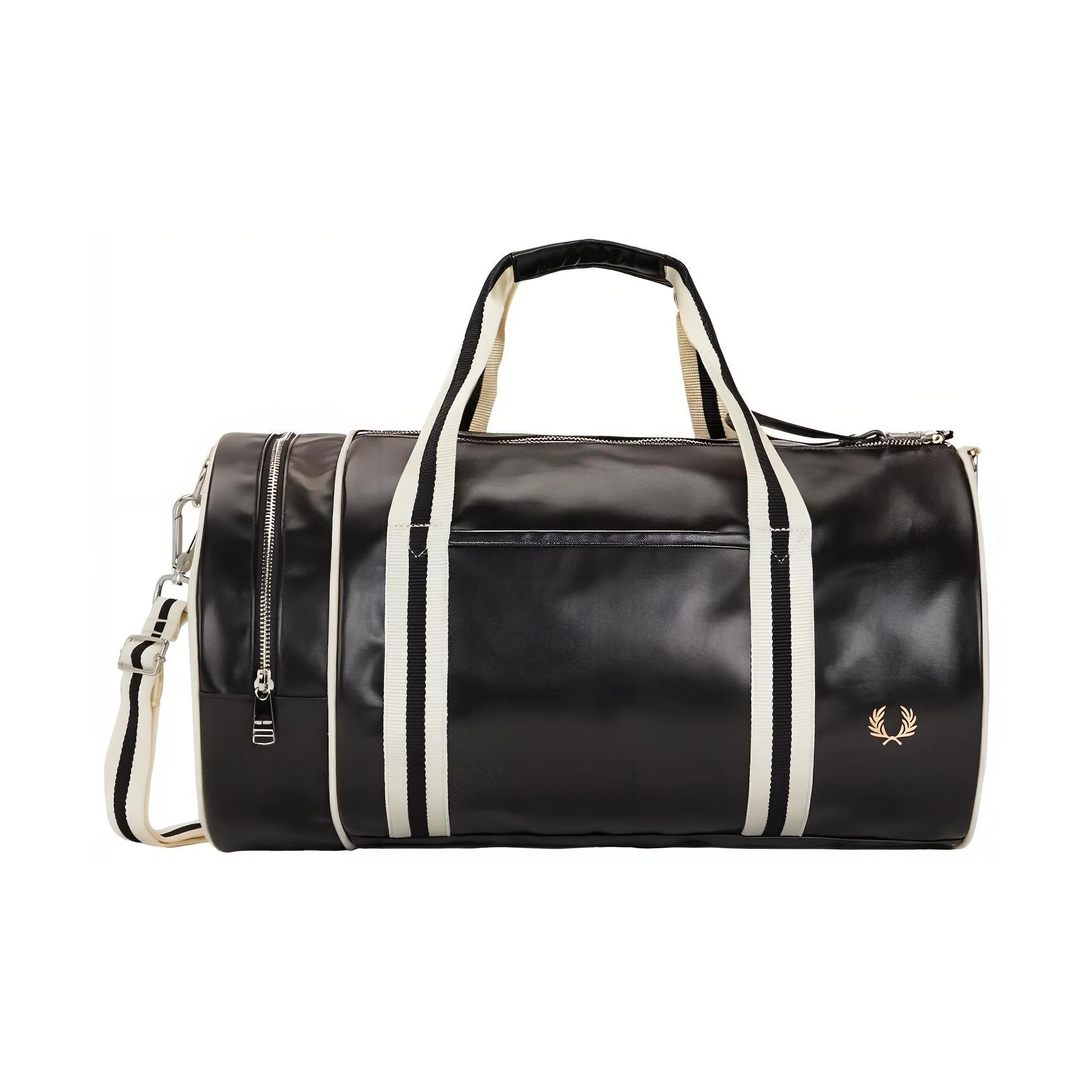FRED PERRY Recycled Material Handbag, Shoulder Bag, Crossbody Bag, Travel Bag Men's Black & Natural
