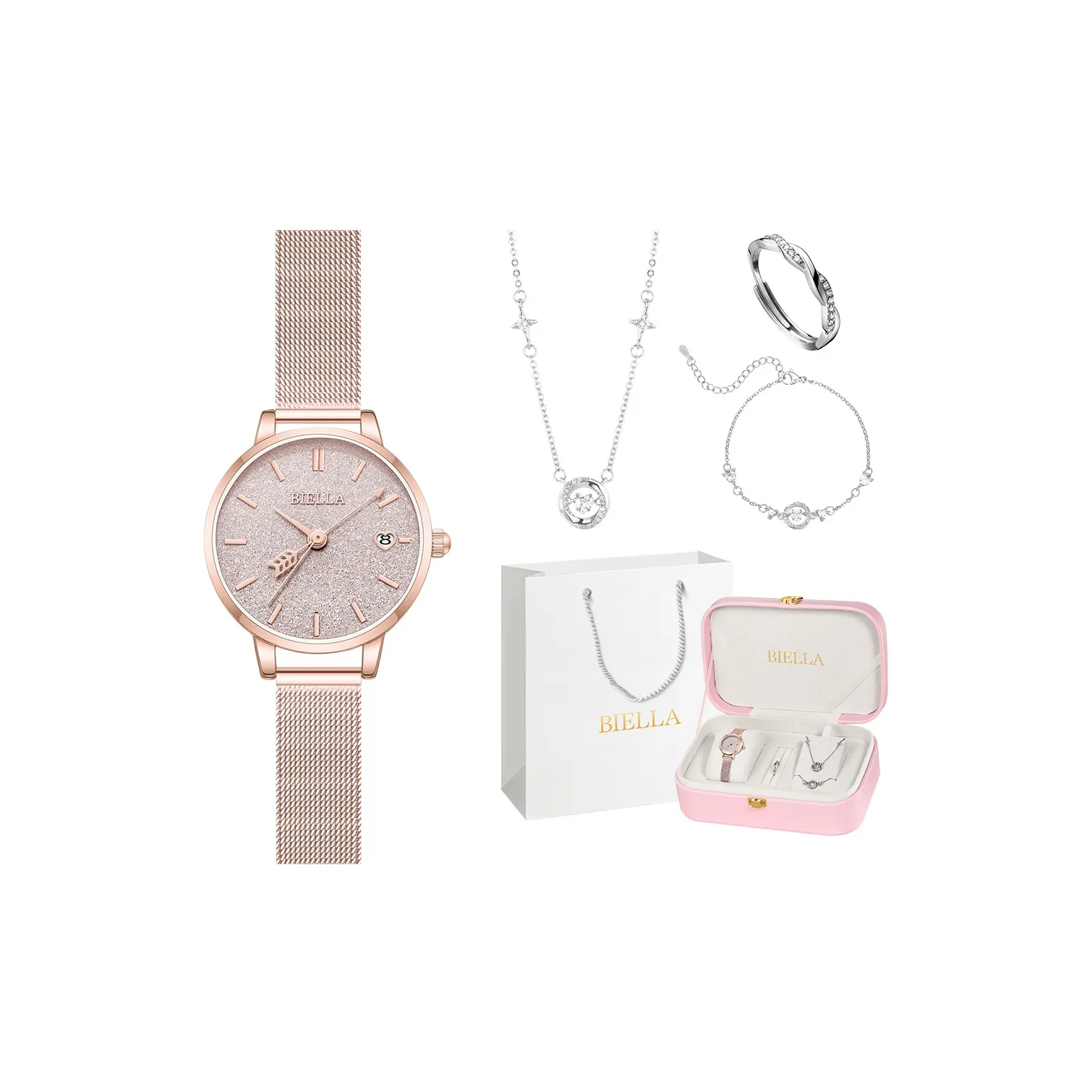 BIELLA Кварцевый Movement Женские часы 27 мм Розово-золотые