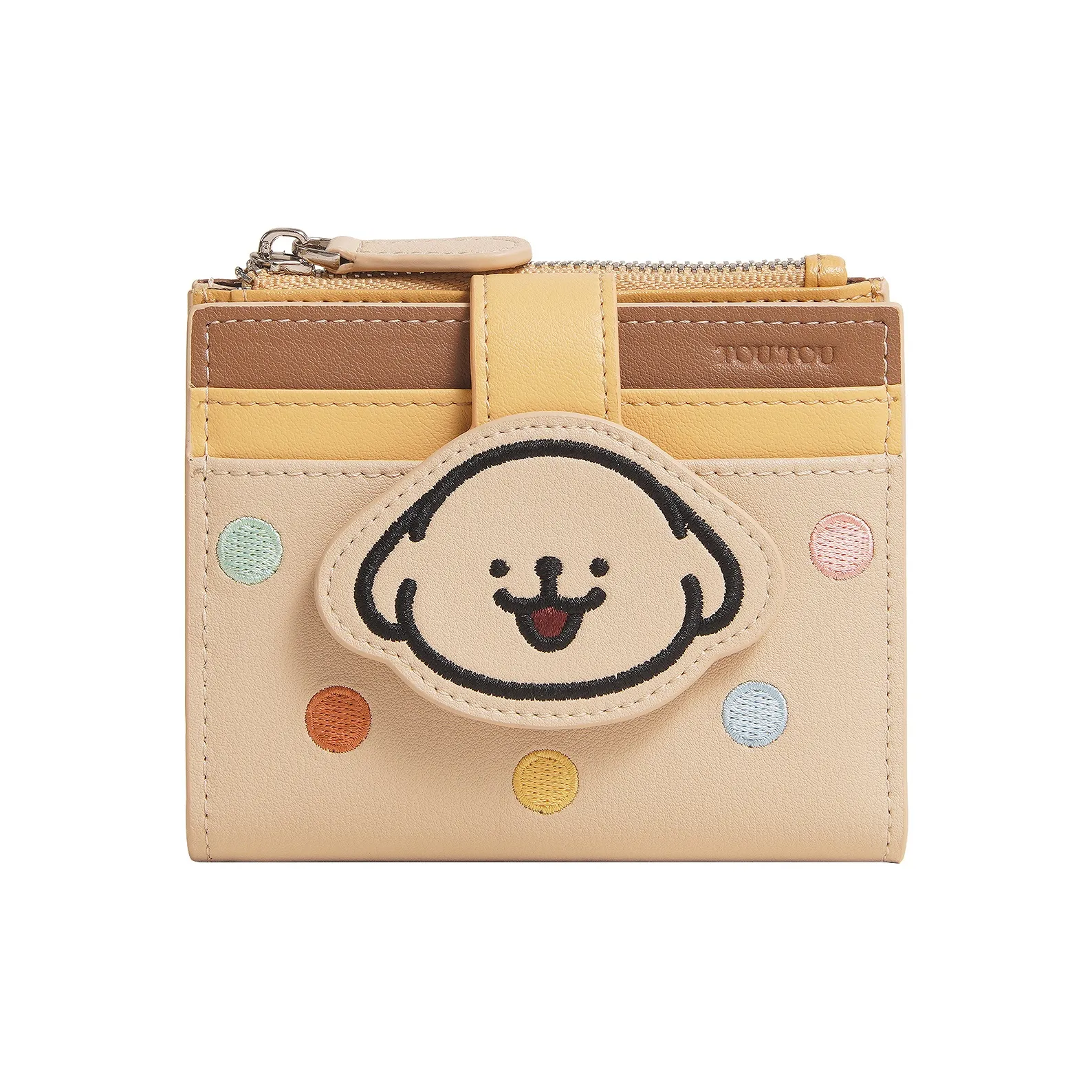 TOUTOU Maltese Collaboration Коровья кожа Кошелек Обычный Женские Клубнично-розовый Молочно-чайный абрикосовый