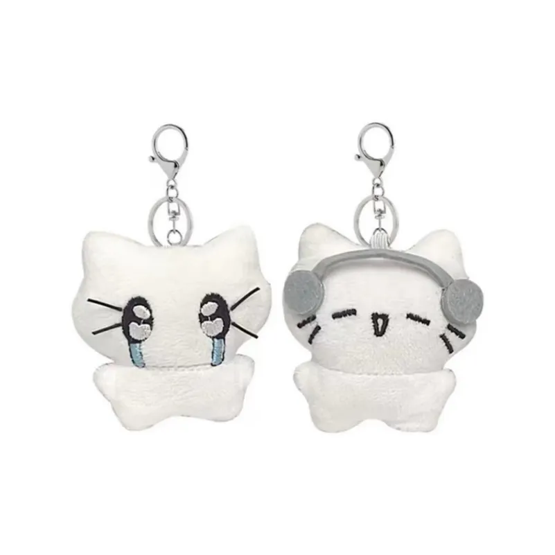 Miao Ji Милый Белый Наушники с CRYING CAT Дизайн Куклы Плюшевый Брелок 6,5 см Высота