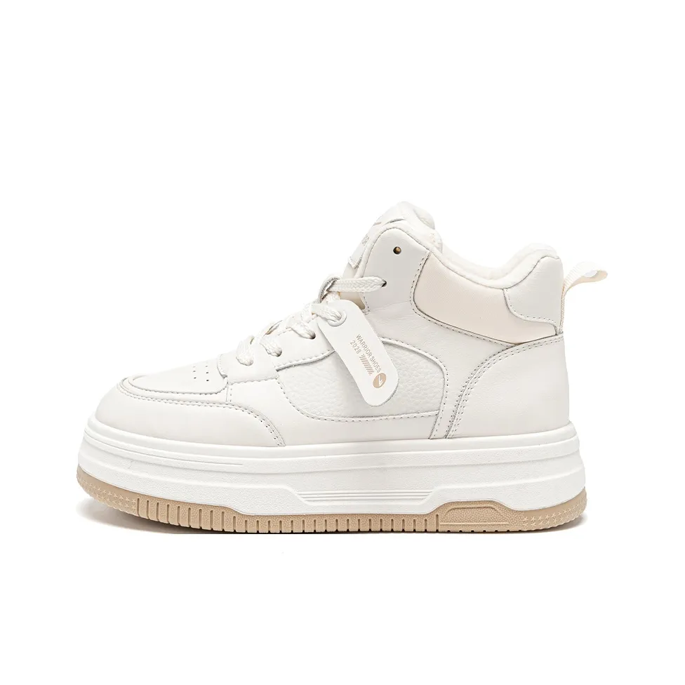 Warrior Термический Slip-Resistant Увеличивающие Высоту Высокие Кроссовки для Скейтбординга Женские Бежевый Хаки