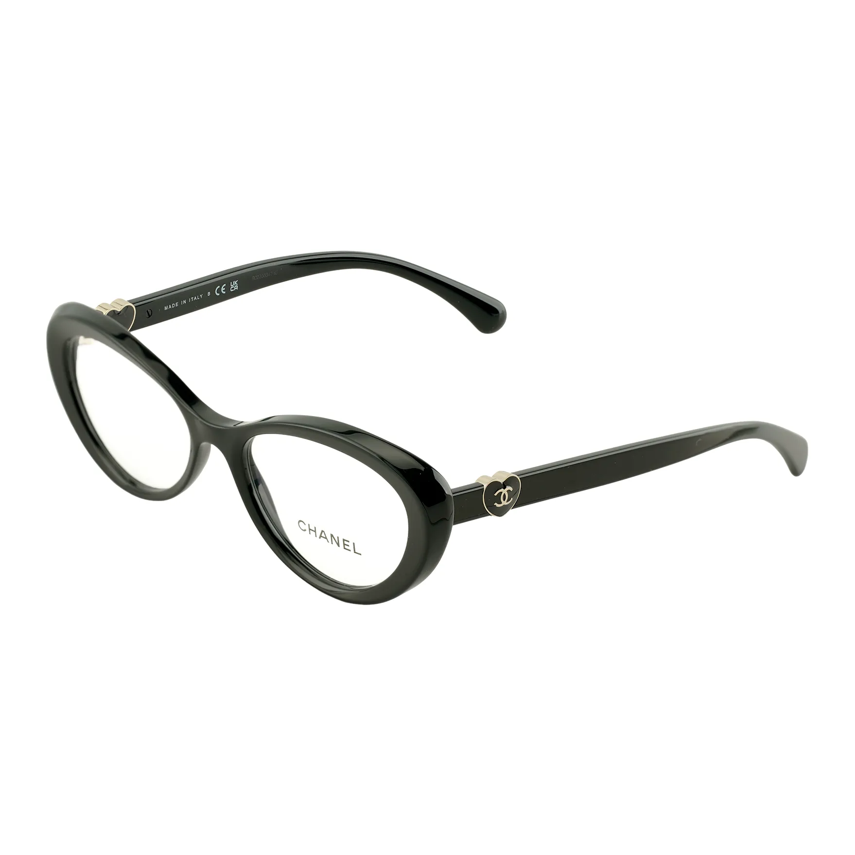 CHANEL Acetate Cat Eye Eyeglass Frames Women's Black
