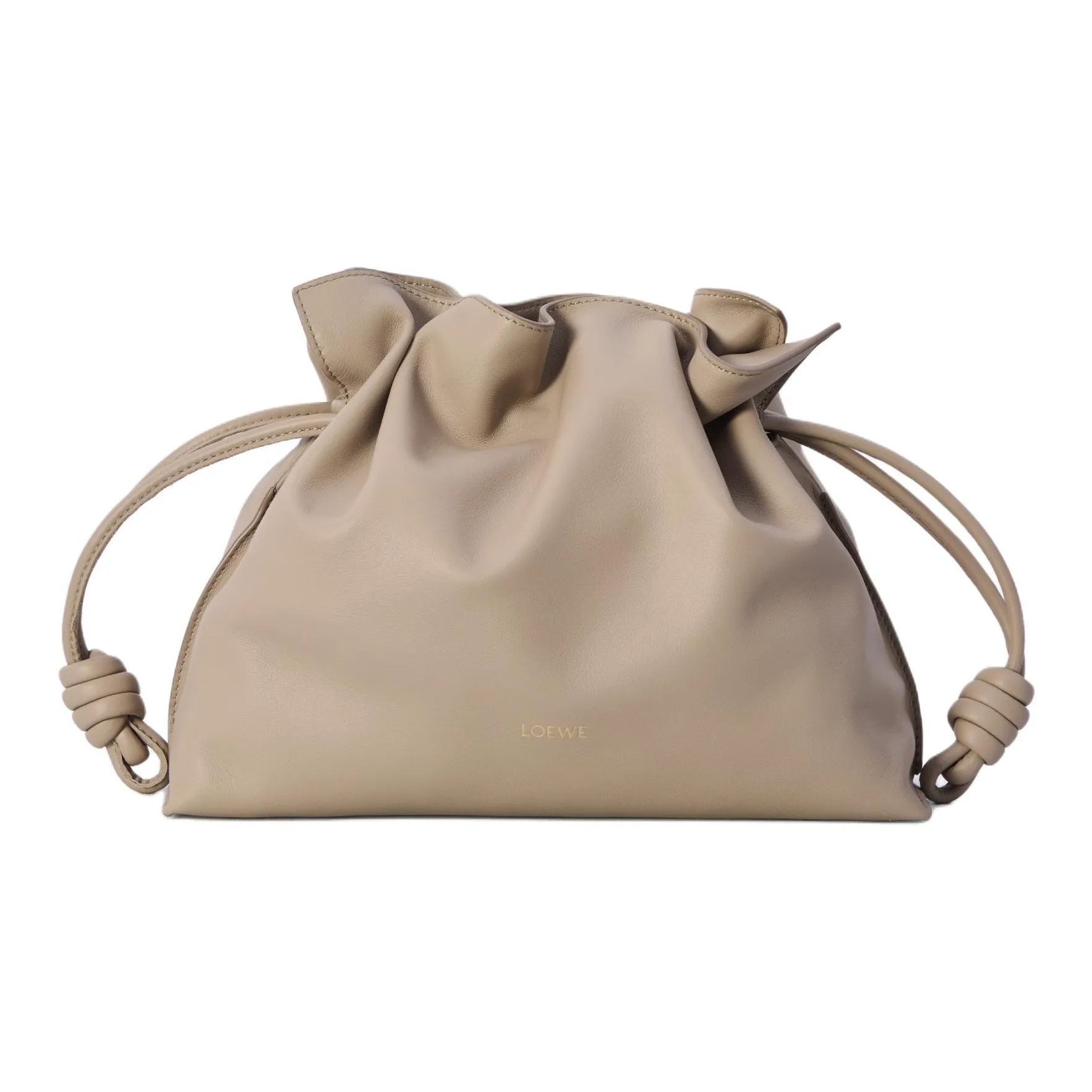 LOEWE Flamenco Napa Calf Leather Clutch Medium Size Women's Sand