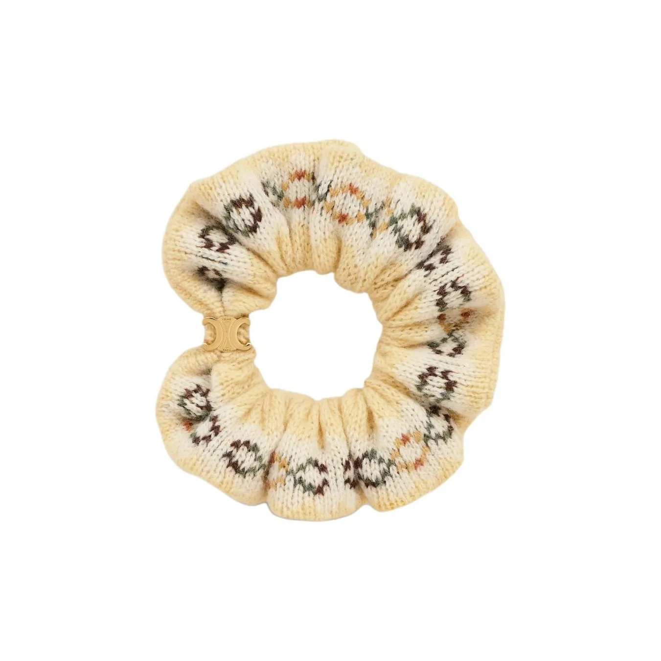 CELINE Wool Hair Tie Women's Yellow/Gold