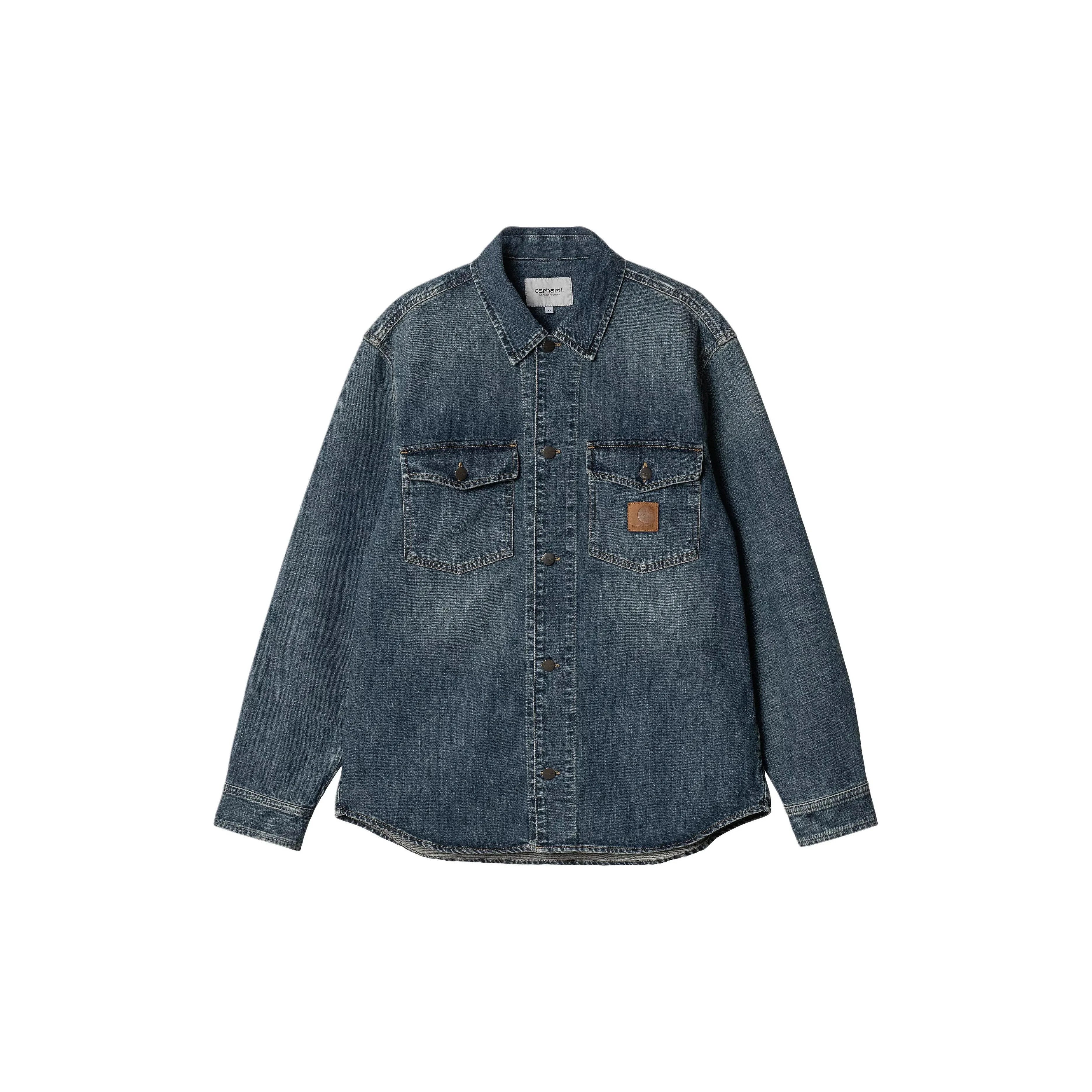 Carhartt WIP FW24 Lincoln Рубашка Jac Denim Куртка Unisex Выстиранный Синий