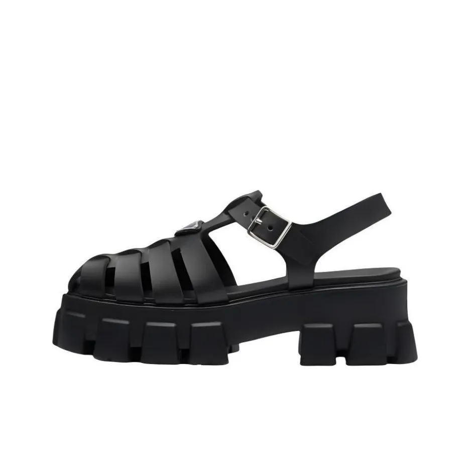 PRADA Monolith Foam Rubber 55mm Sandals Black Women's