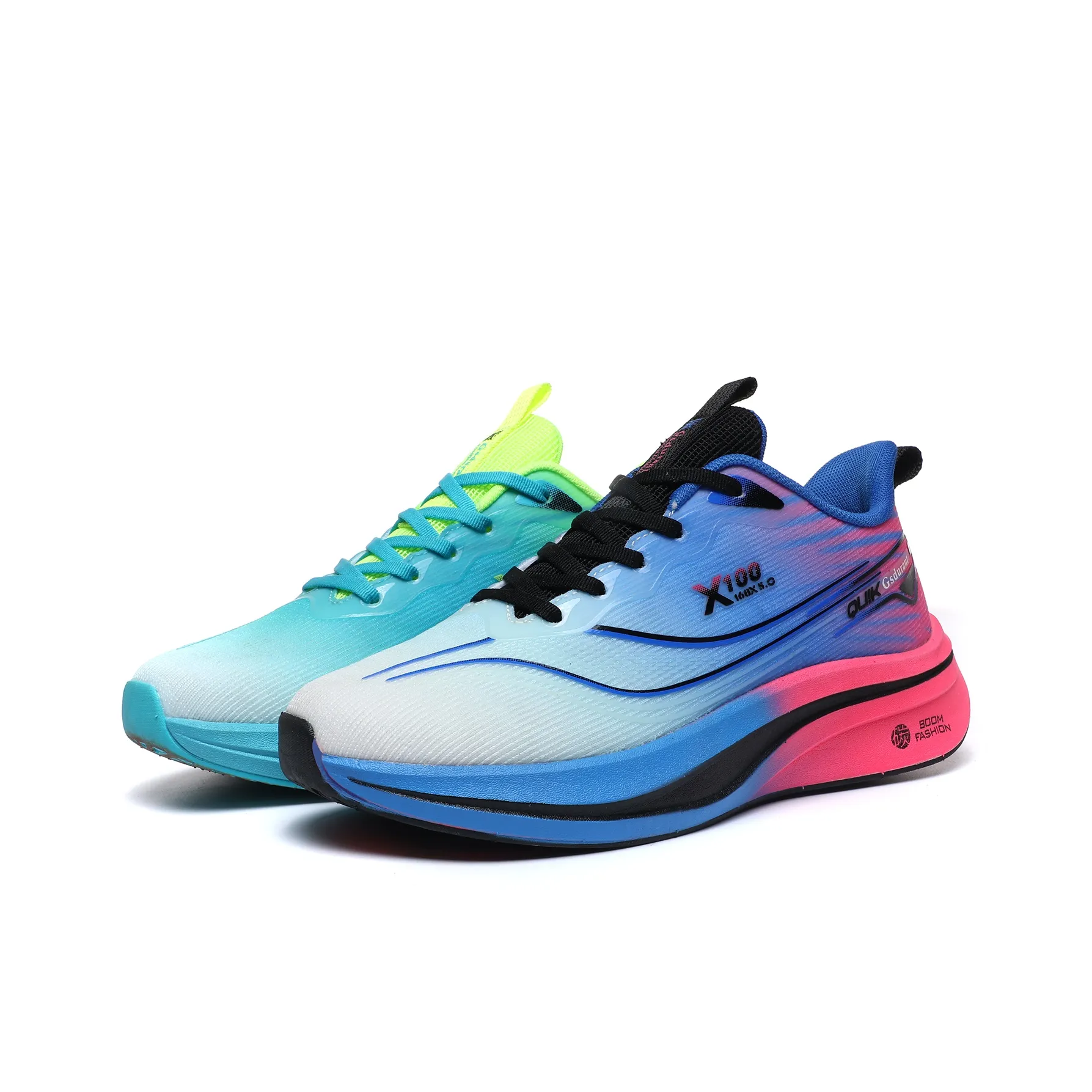 Gaius Durant Износостойкие Дышащие Противоскользящие Беговые кроссовки Мужские Синие Зеленые Несовпадающие