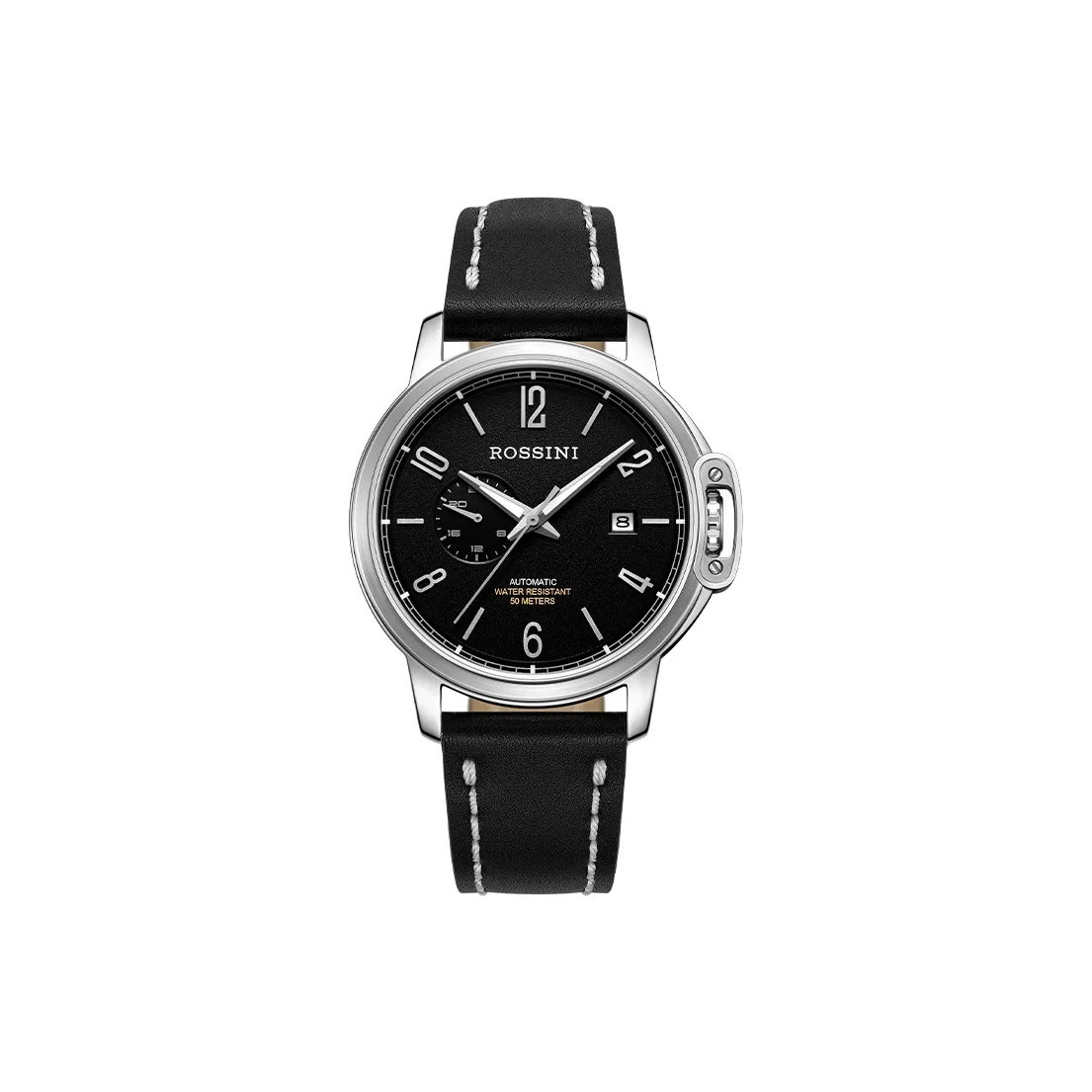 ROSSINI Designer Collection Механическое устройство Коровья кожа Ремешок Часы Мужские Черный циферблат