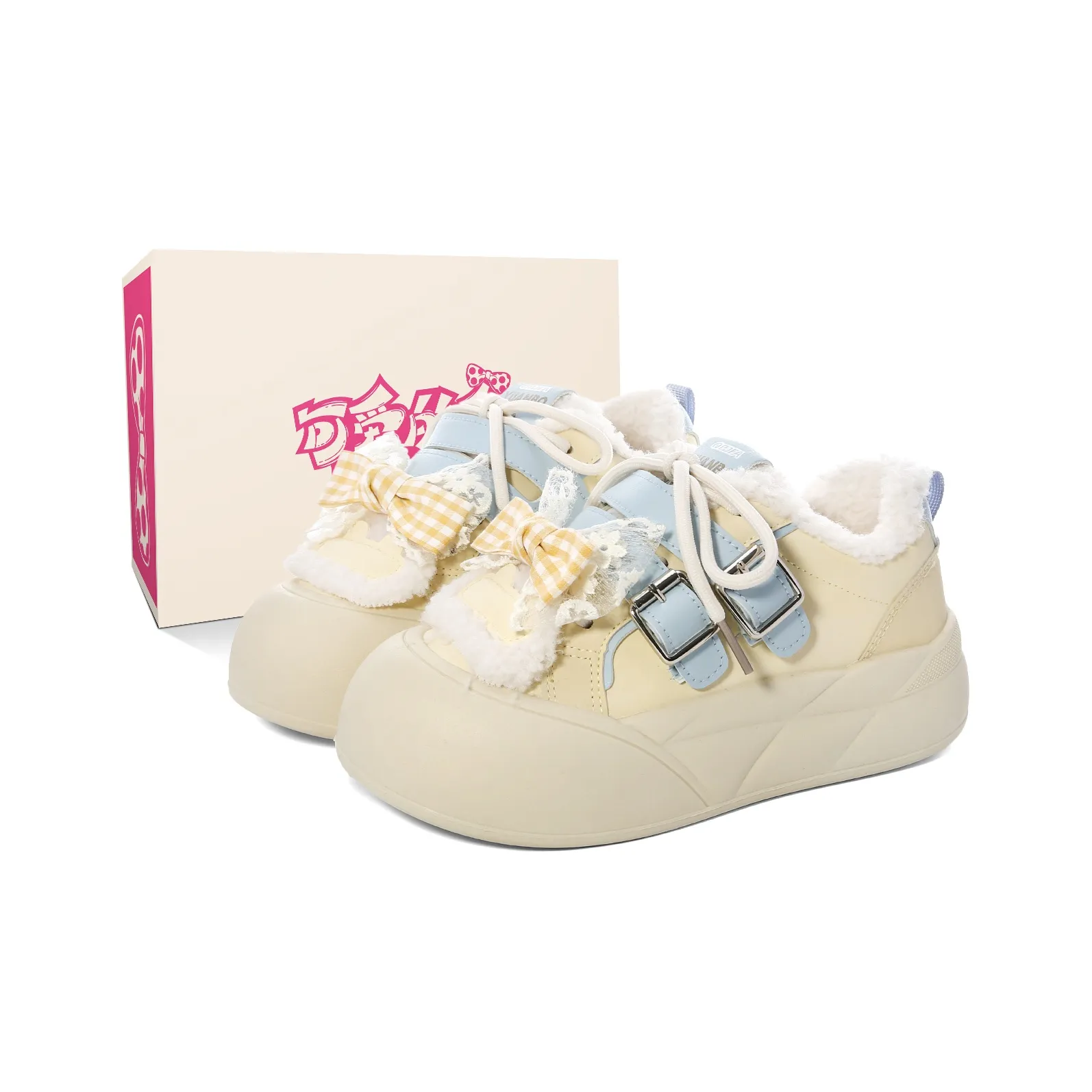 Lovely You Термический Легкий Противоскользящий Низкий Топ Скейтборд Кроссовки Женские Желто-Синие