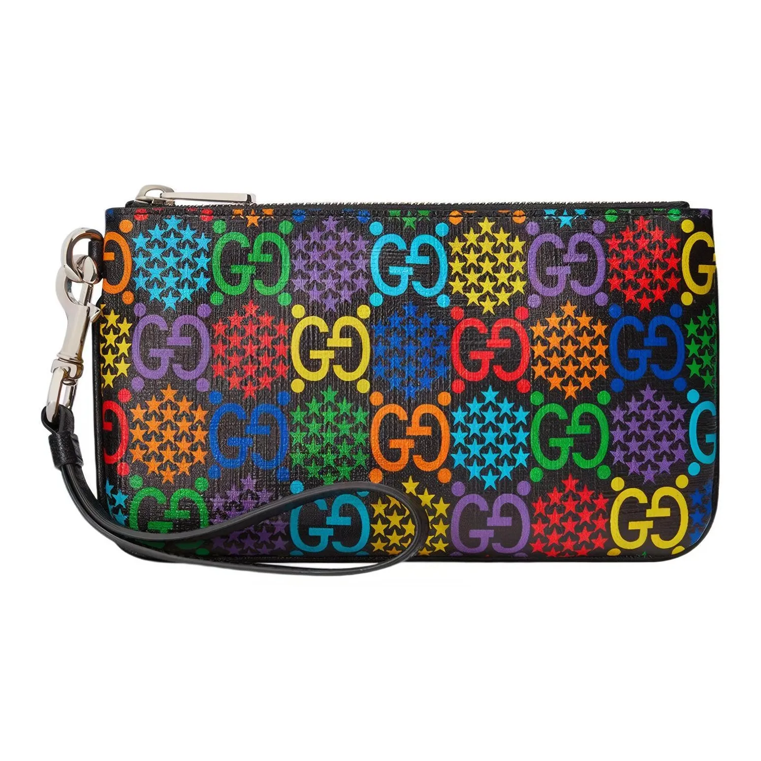 GUCCI Canvas с кожаными вставками цветовая комбинация маленькая сумка на запястье унисекс черный и разноцветный