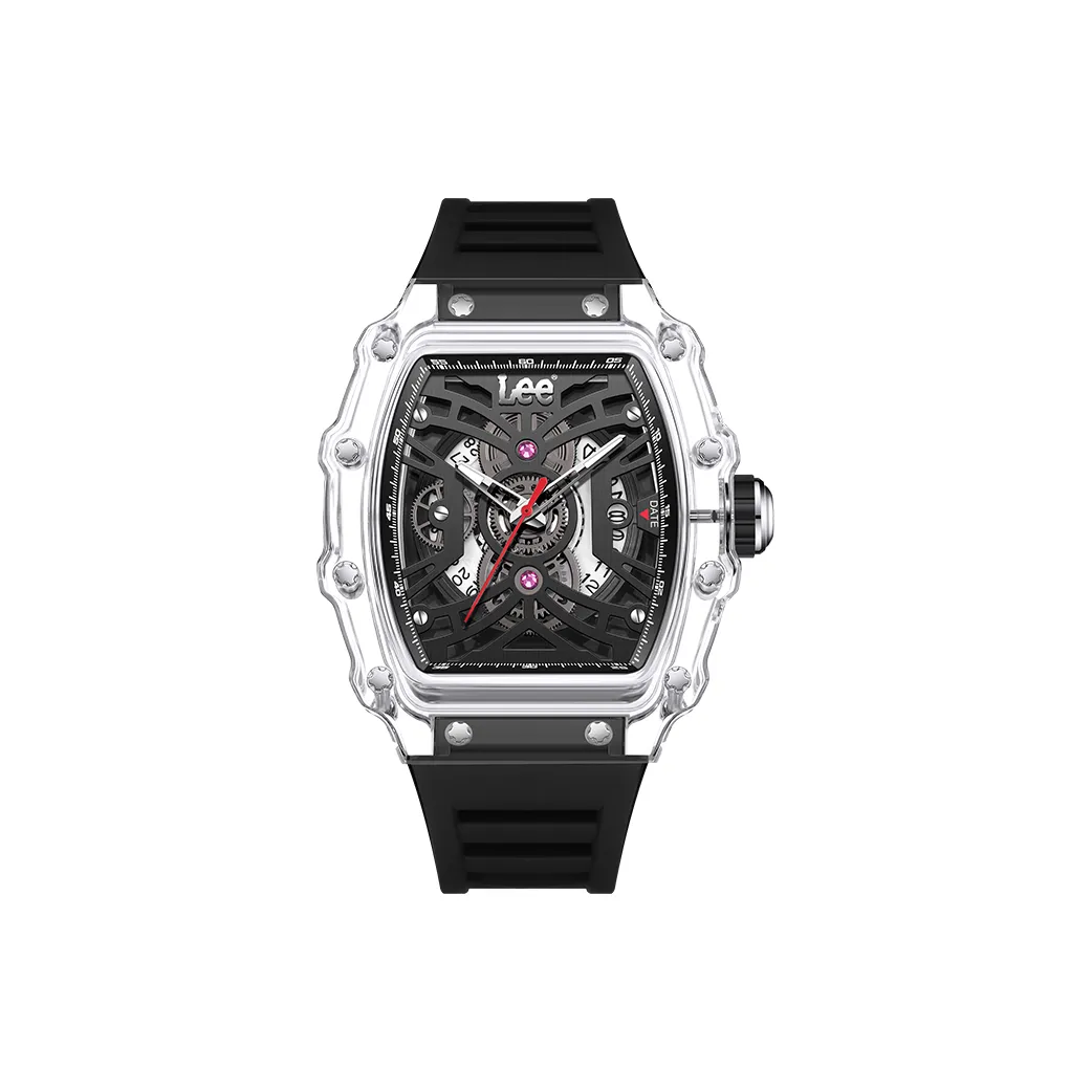 Lee Наручные часы Кварцевый механизм Силиконовый ремешок Черный циферблат Мужские часы Node Праздничная коробка