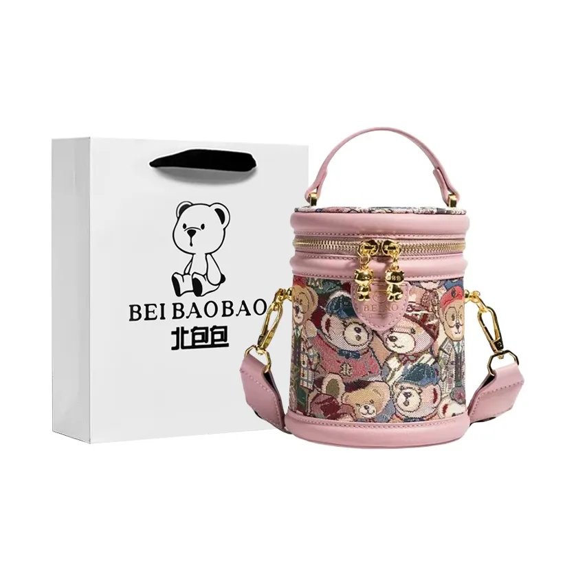 North Pack Цилиндрическая Сумка Сумка-ведро Сумка через плечо Стандартная Женская Темно-синий Коричневый Розовый