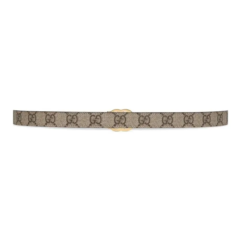 GUCCI GG Marmont Reversible Thin Belt In Beige, Ebony & Black