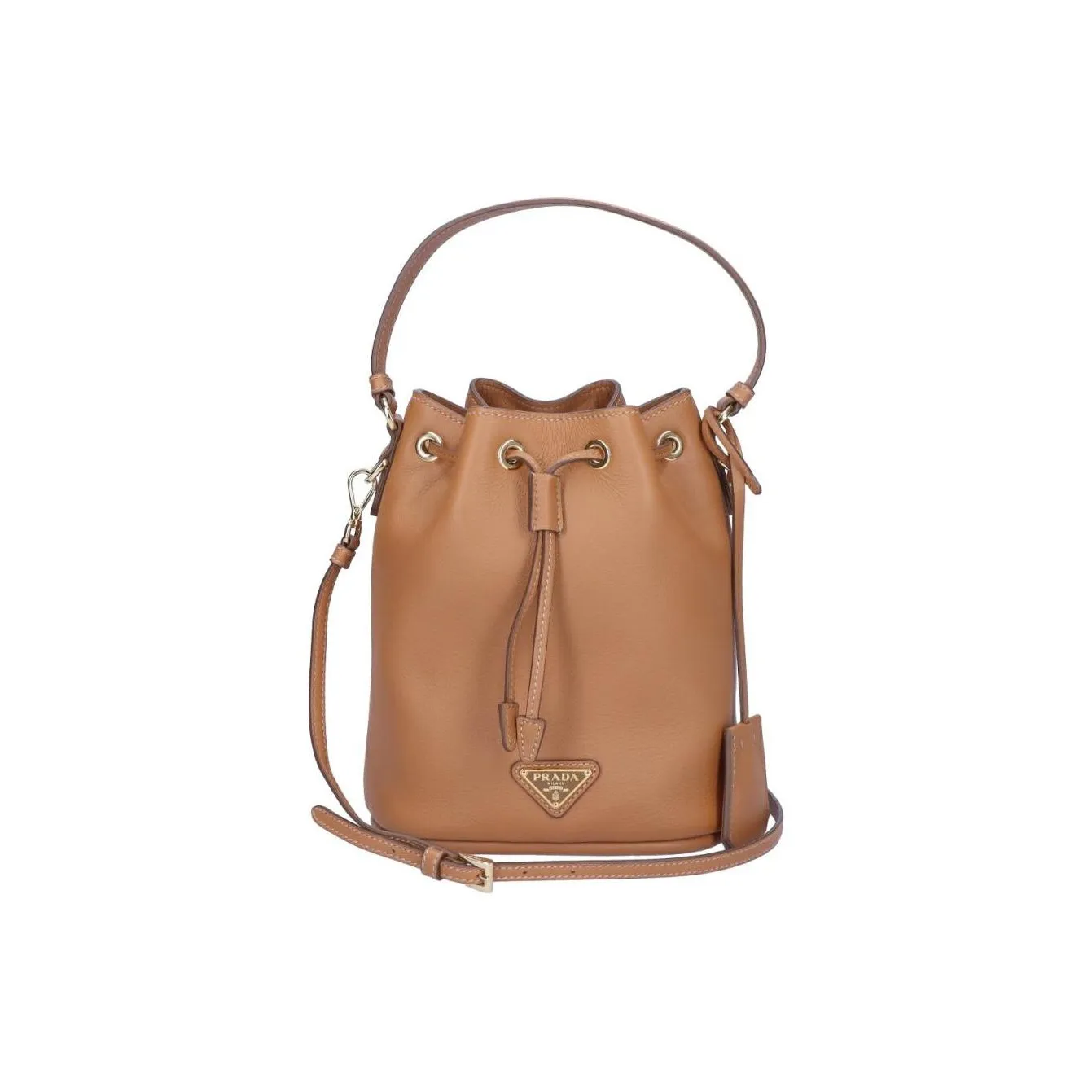 PRADA Leather Bucket Bags Shoulder Bag Crossbody Bag Handbag Women
s Caramel