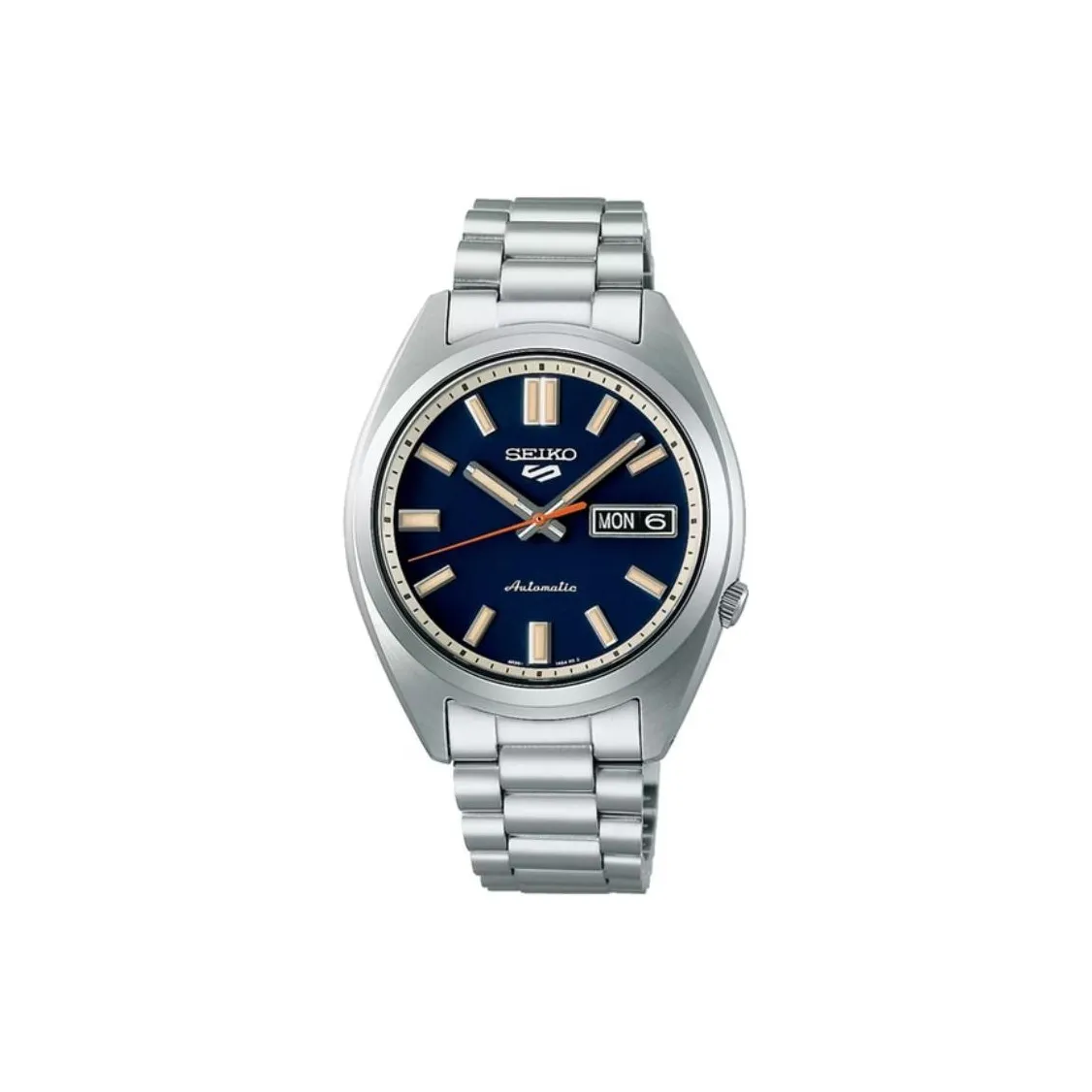 Коллекция SEIKO 5 Автоматический Механический Механизм Нержавеющая Сталь Ремешок Часы 37,4 мм Мужские Часы Синий Циферблат