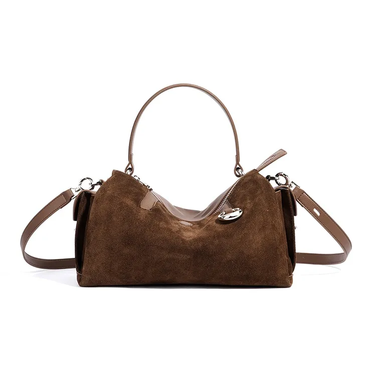 FAIRWHALE Матовый Спилок коровья Ручная сумка Сумка через плечо Обычный Женский Голень Коричневый Кофе Черный Седло Красный