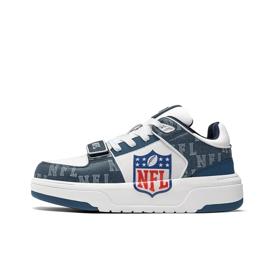 NFL Alliance Shield Logo Height Increasing Wear-Resistant Low-Top Skateboard Shoes Unisex Color Shield White Blue