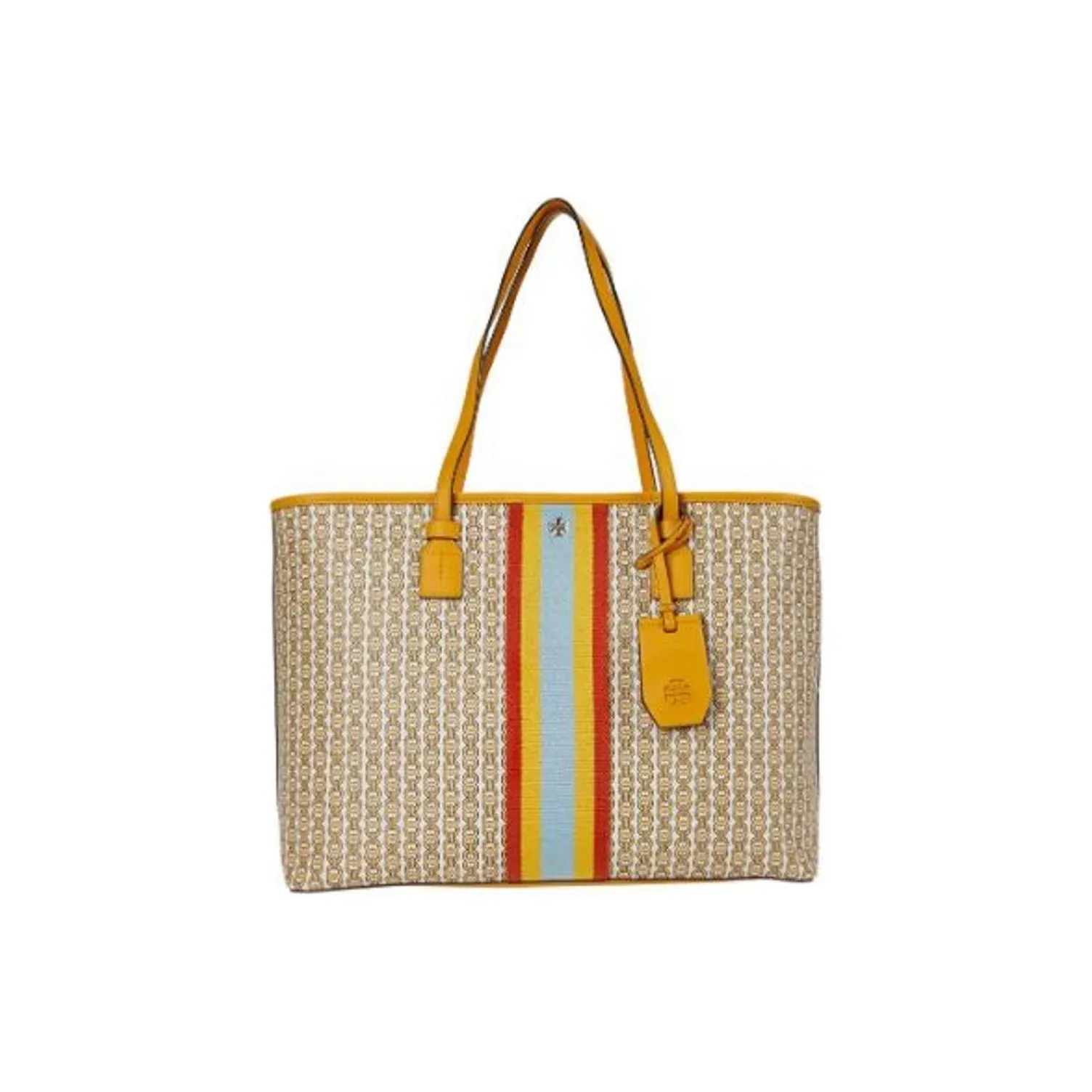 TORY BURCH Gemini Link Coated Canvas Tote Bag, Shopping Bag, Handbag, Shoulder Bag Women's Yellow