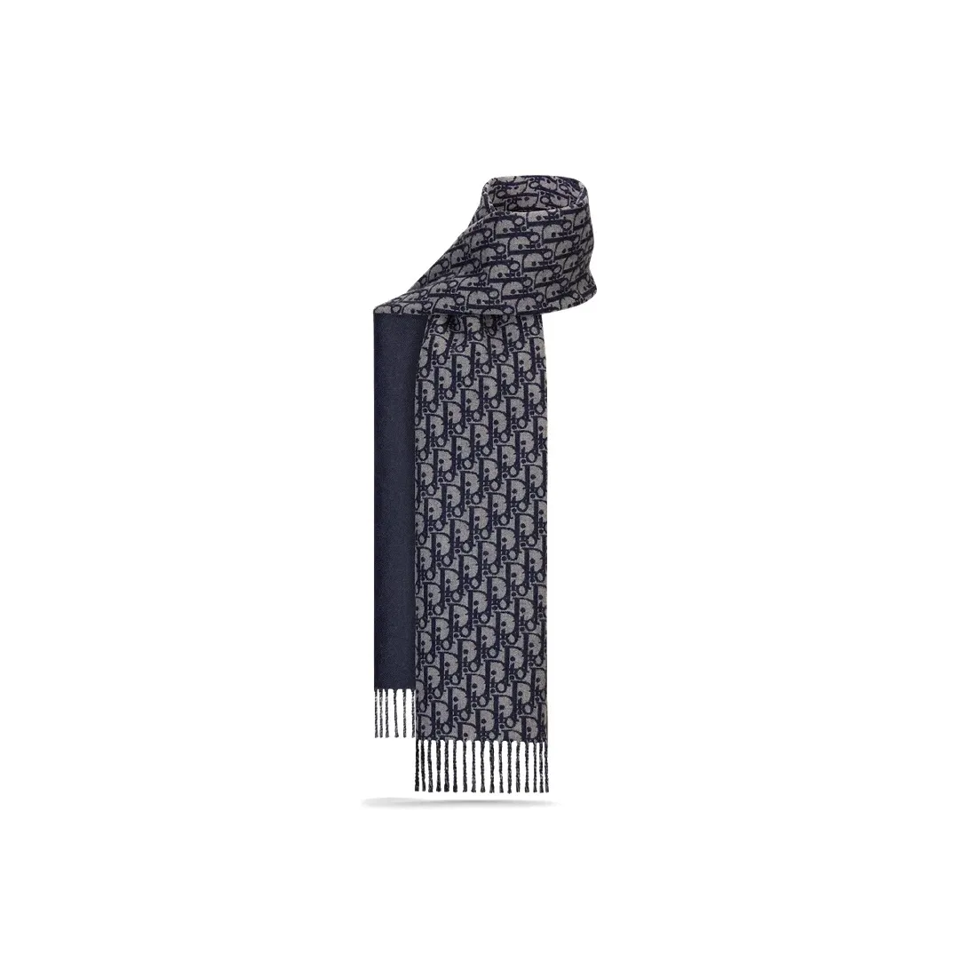 DIOR Wool Cashmere Knit Scarves Men's Blue