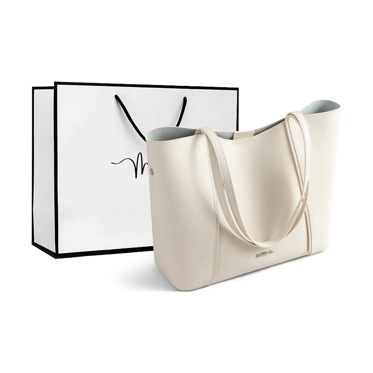 MILLIE'S Корова Кожа Сумка для Коммутации Сумка через плечо Сумка Сумка-тоут Сумка через плечо Большая Женская Экрю Коричневая