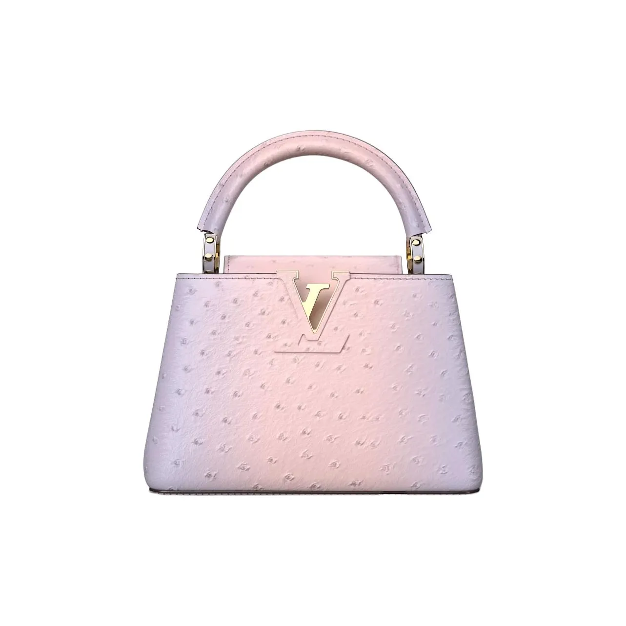 LOUIS VUITTON Capucines Ostrich Leather Kapusin Crossbody Tote Bag Over One Shoulder Mini Women's Purple & Pink
