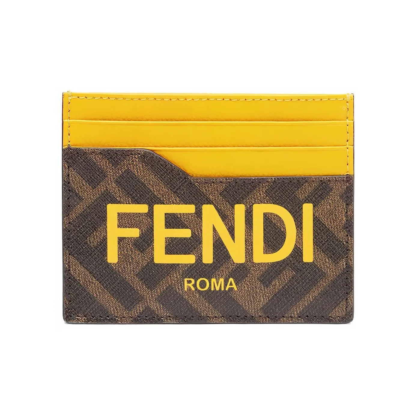 FENDI Cotton Polyurethane Card Holder Card Holder Men's Brown