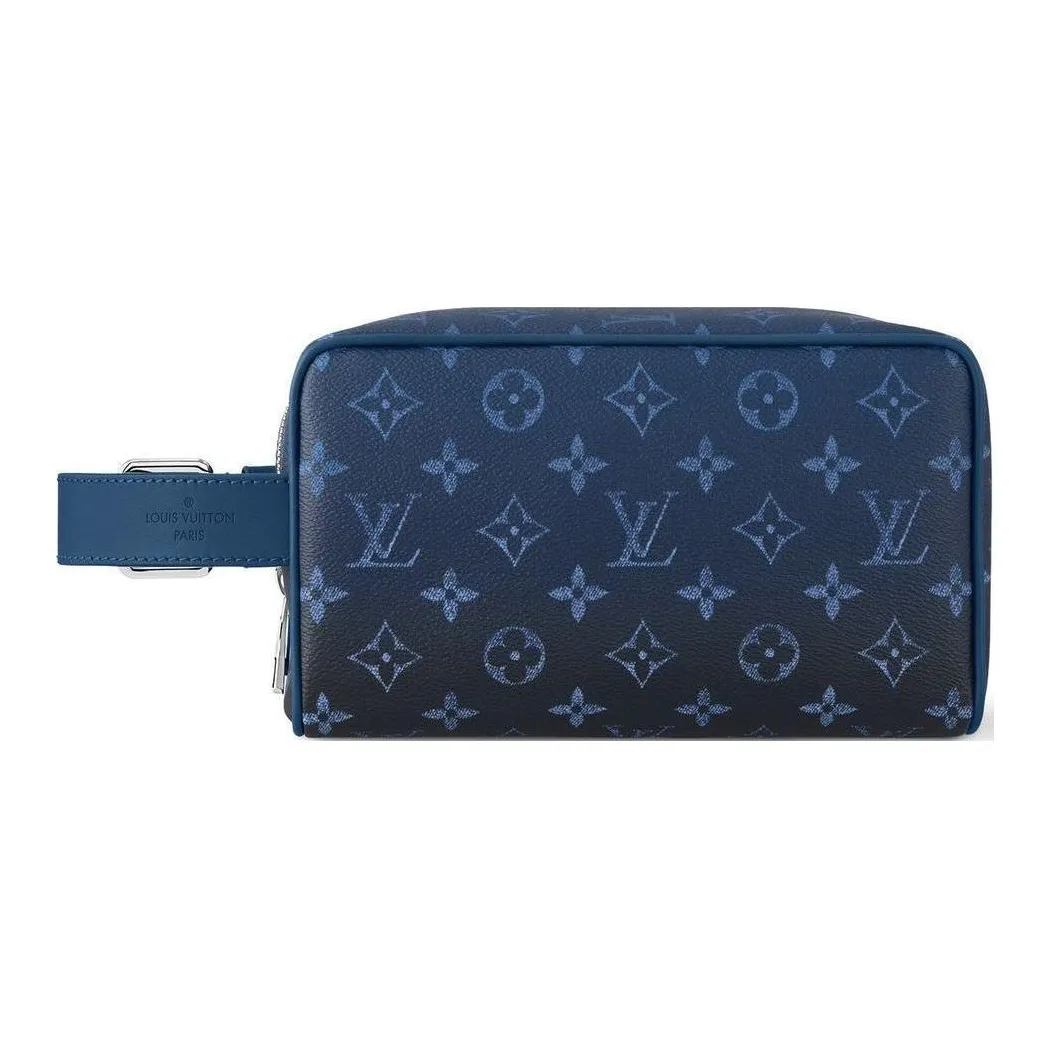 LOUIS VUITTON Leather Toiletry Bag Men's Space Blue