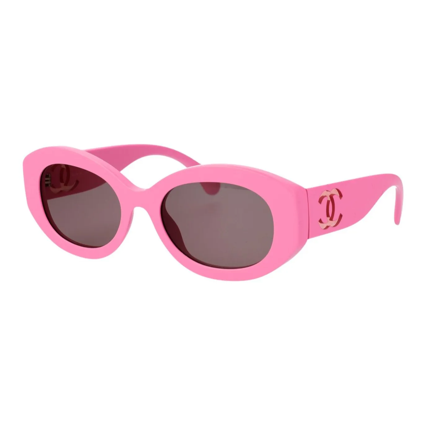 CHANEL Acetate Irregular Shape Sunglasses Women's Pink