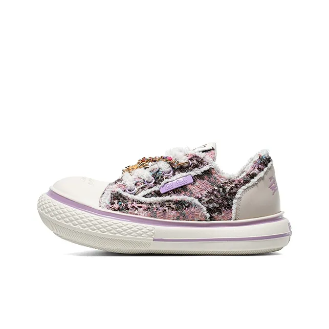 ZHAOTAIYANGLIANMING x OLD ORDER Устойчивые к истиранию Низкие кеды для увеличения высоты Женские Белый Фиолетовый