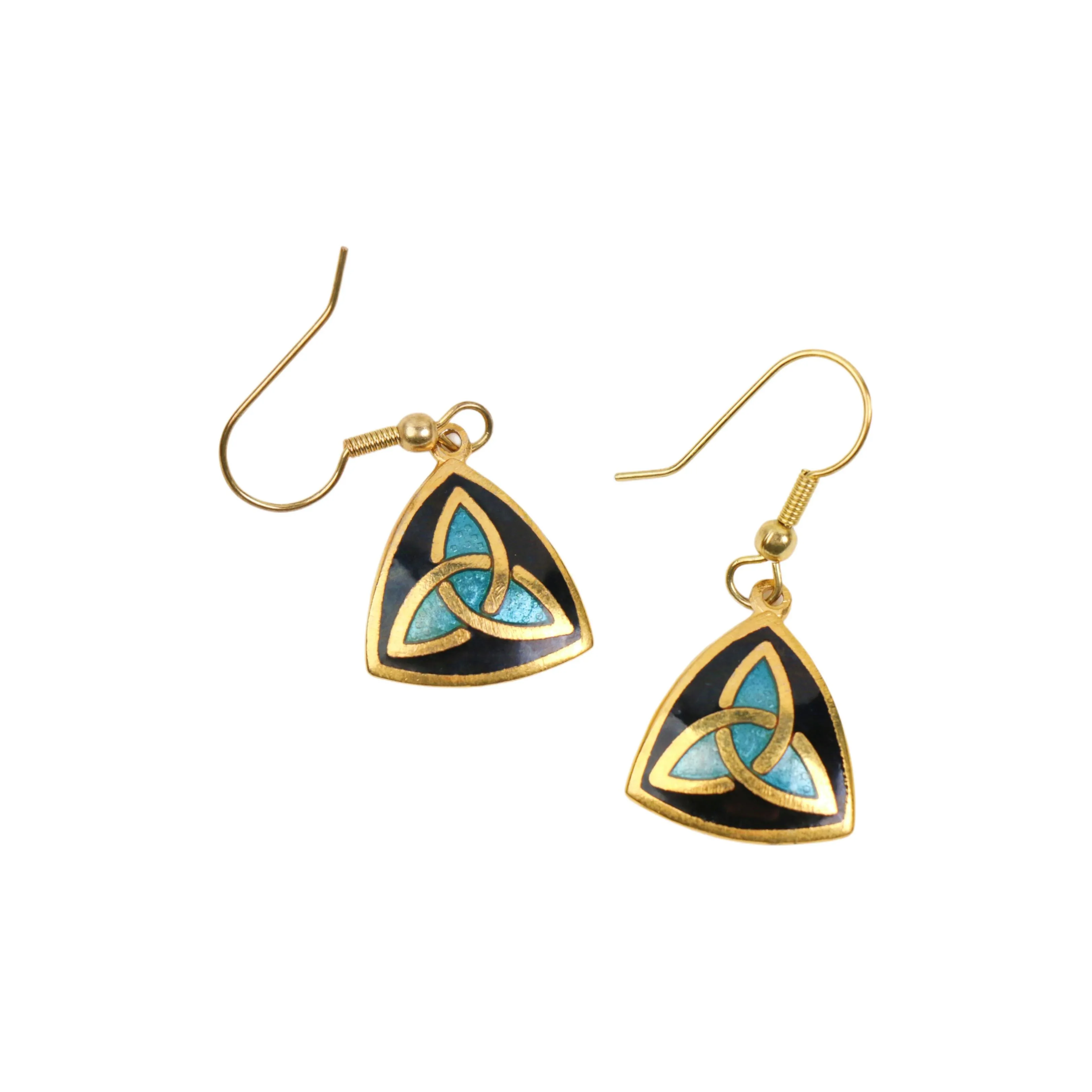 HONGQIAO Синий Отделение Текстура Эмаль Серьги Женские