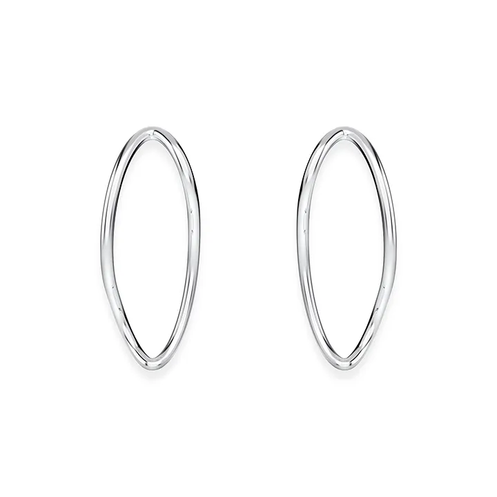 Mistova JEWELRY White Gold Plated Copper Contour Hoop Earrings Women's