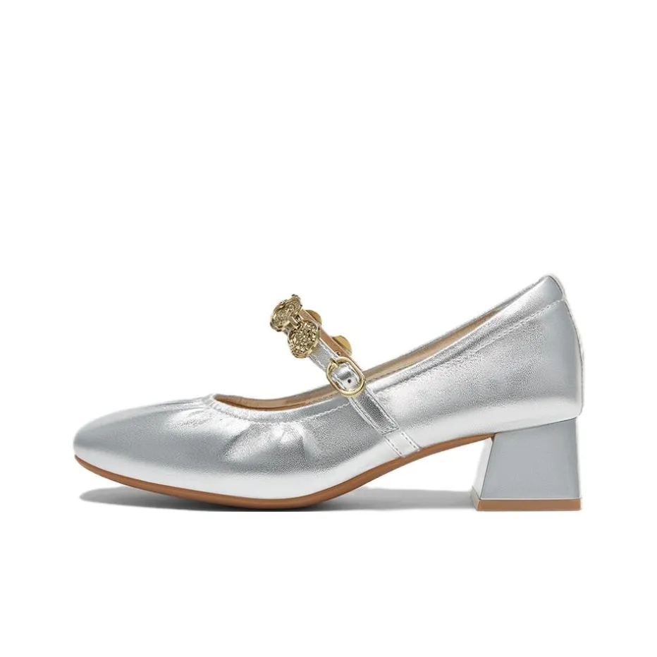 BASTO Белый Ландыш Грубый Каблук Туфли Мэри Джейн Женские