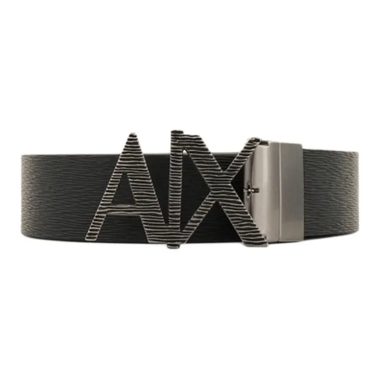 ARMANI EXCHANGEAE Split Cow Leather Belts Men's Black Width 3.5CM