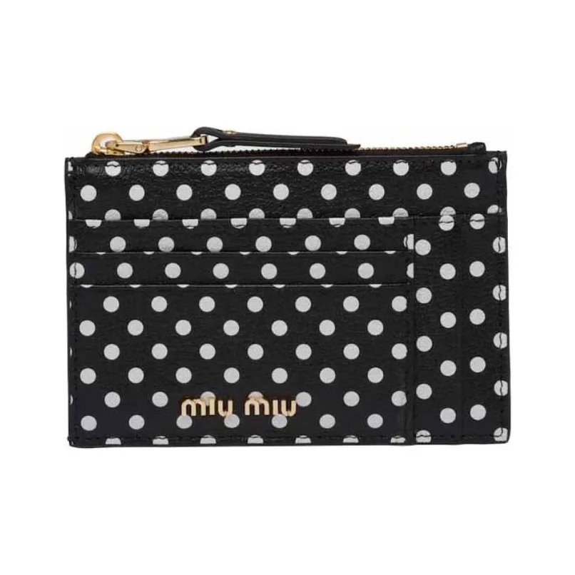 MIU MIU Madras Leather Card Clip Card Holder Women
s Black