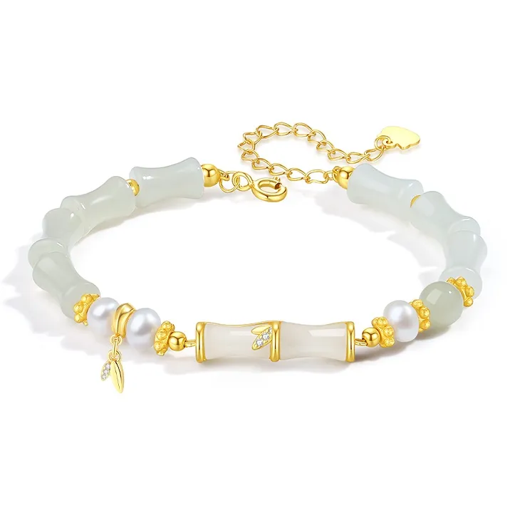 YINCHIE Hetian Jade Bracelets Pale Greenish White Jade Women's