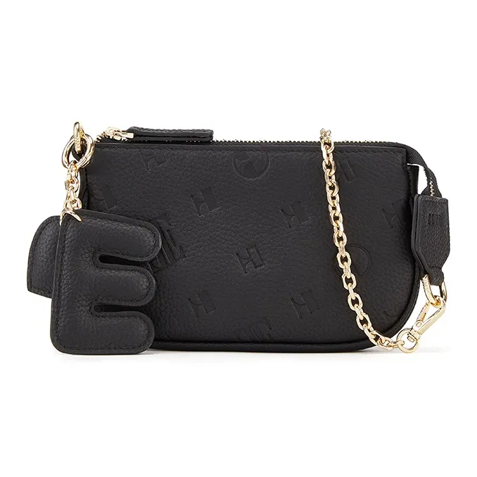 ELLE Тело Коровья Кожа Коммутирование Мода Маленькая Квадратная Сумка Одно Плечо Текстурированная Сумка через Плечо Женская Черный Пшеница