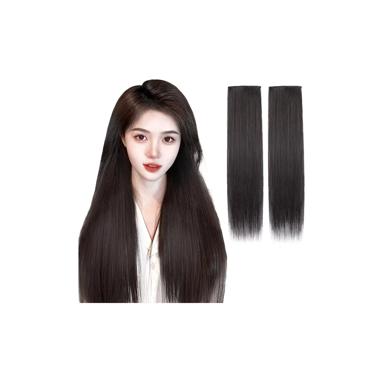 TIANKONGSHU Натуральный волос шелковый смесь парик расширения две карточки около 50 см