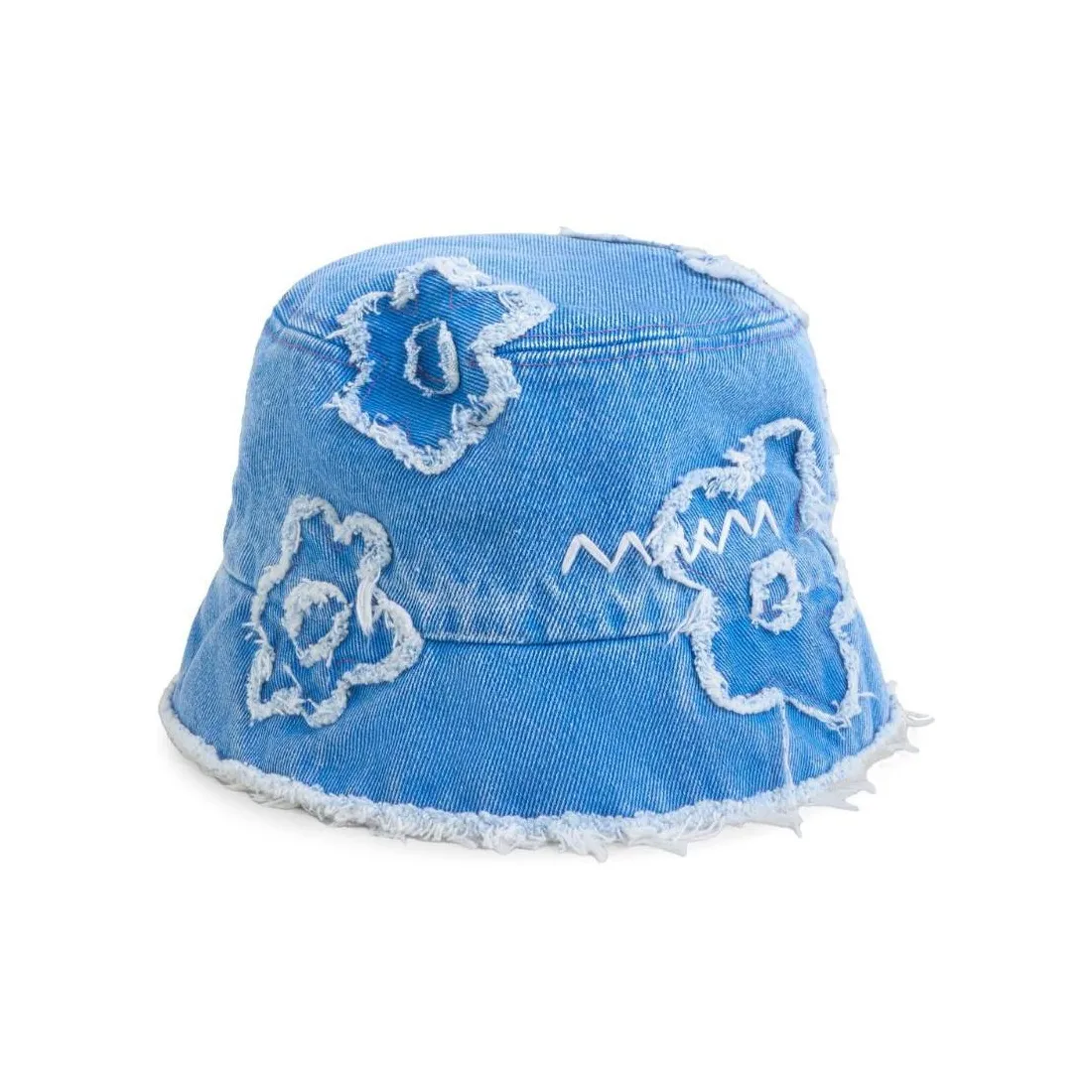 MARNI Floral appliqué Denim Bucket Hat