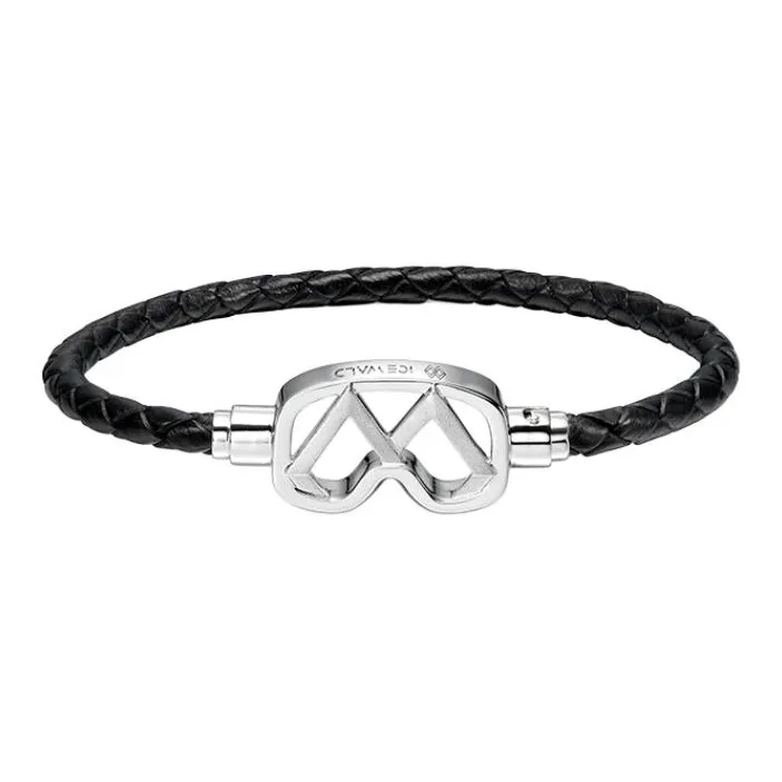 ICEWALD 925 Sterling Silver Gold-Plated Cow Leather Bracelets Unisex Silver