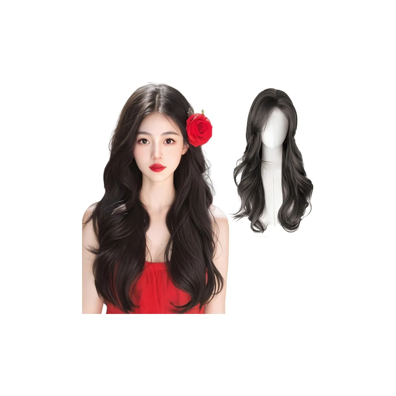 TIANKONGSHU Атмосфера Богиня Большая волна Длинные кудрявые парики для волос