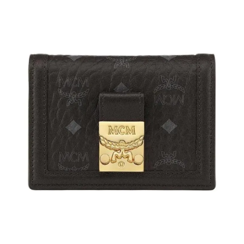 MCM Холст с кожей наппа кошелек держатель для карт мини женский черный
