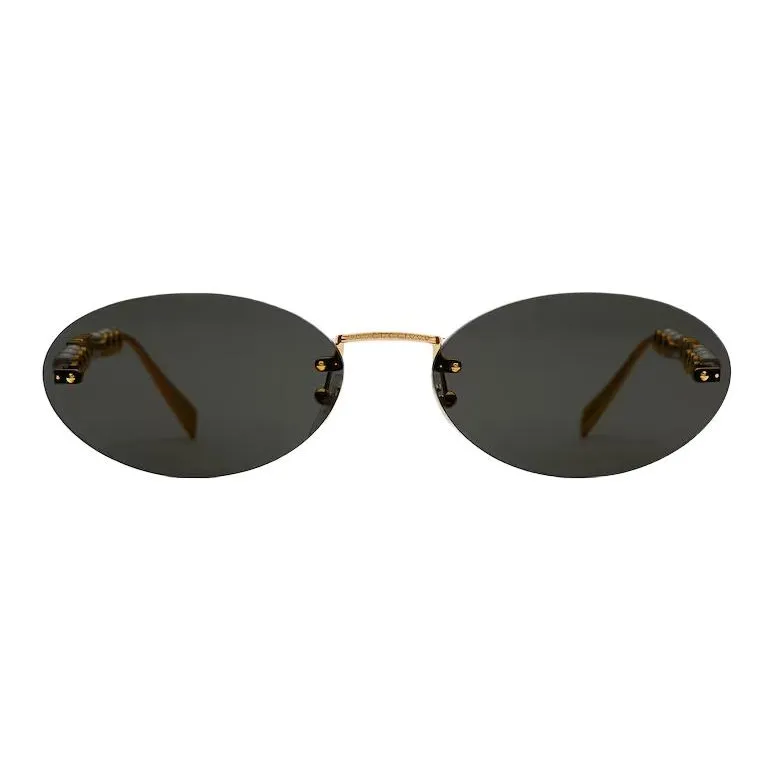 GUCCI Metal Oval Sunglasses Unisex Gold