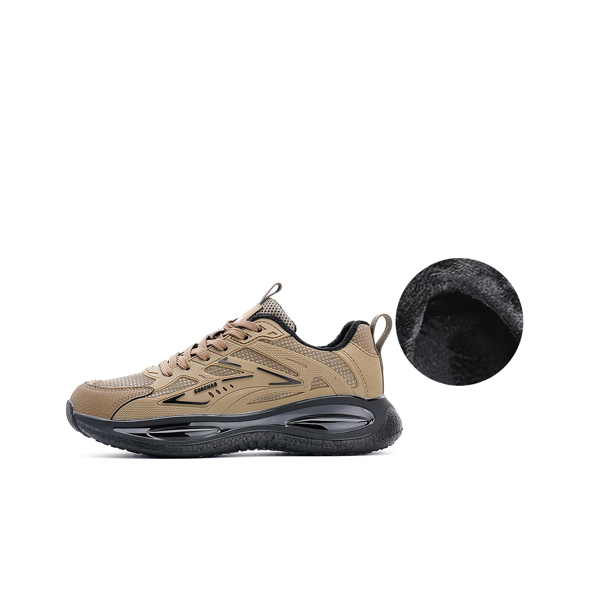 POLUDIYIPI Running Shoes Unisex Low top Crystal Velvet Khaki