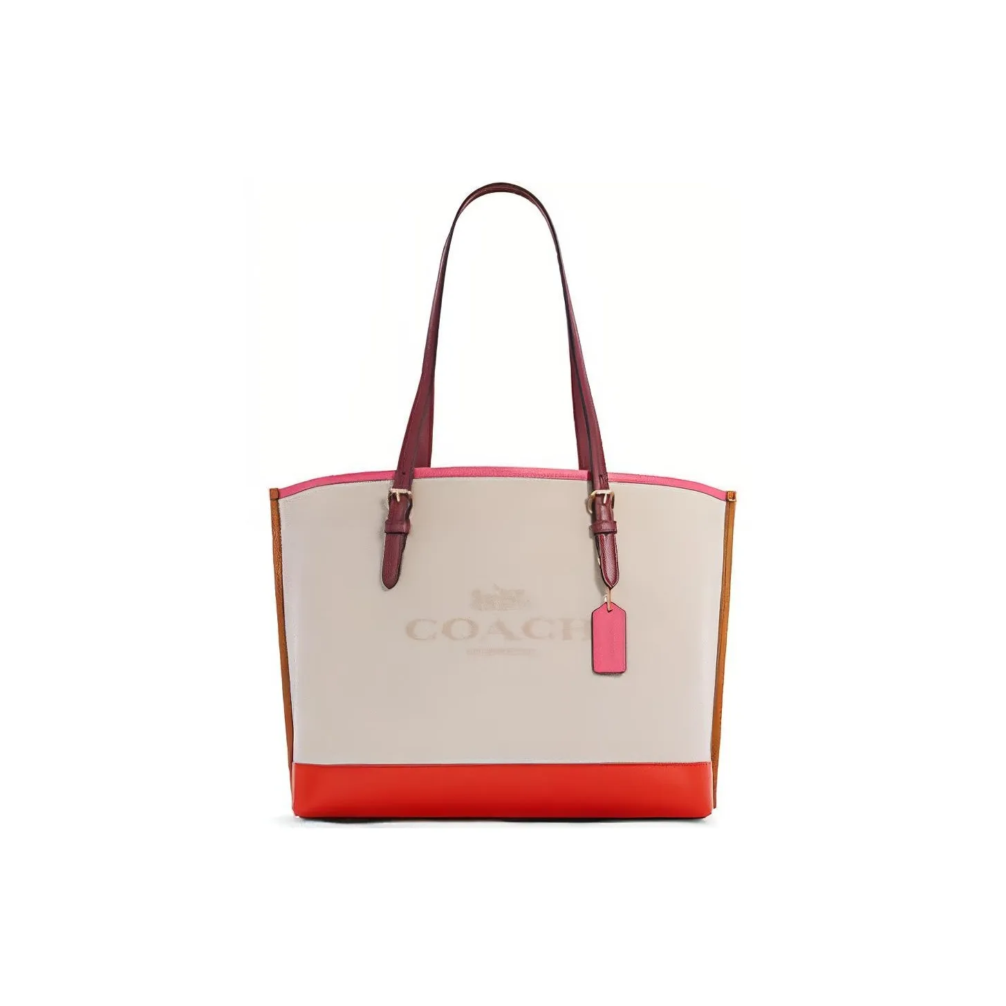 COACH Mollie Leather With Fabric Portable Crossbody Bag, Shoulder Bag Medium Size Women's White & Red