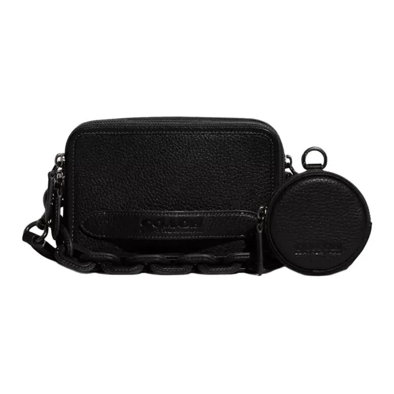 COACH Charter Cow Leather Combo Bag, Shoulder Bag, Crossbody Bag Trumpets Men's Black