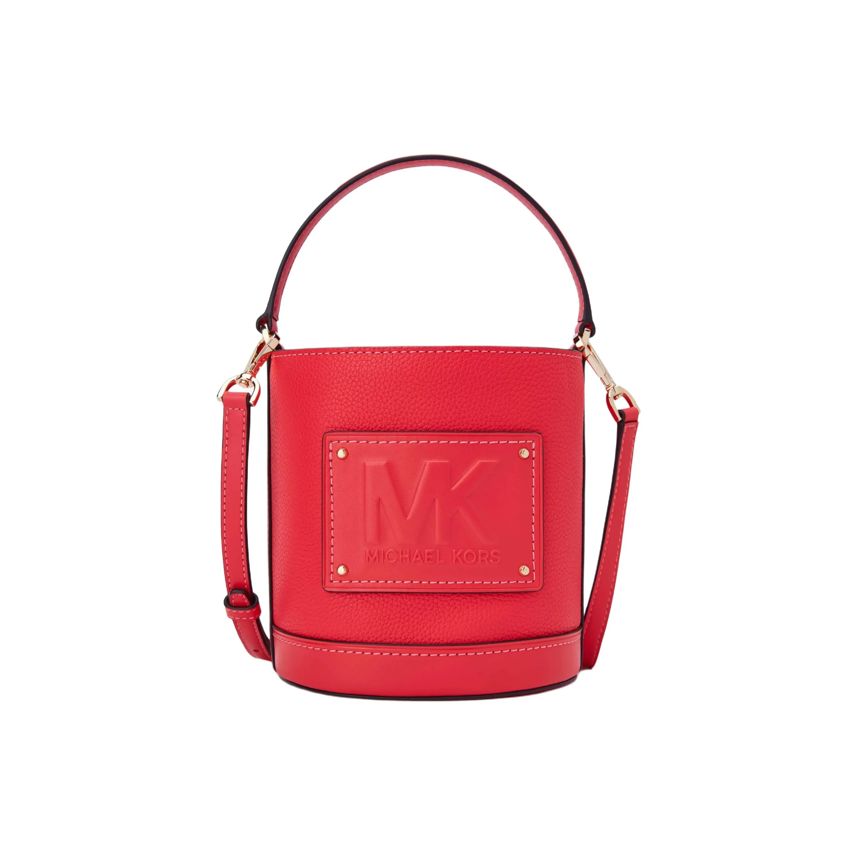 MICHAEL KORS Cow Leather Bucket Bags Shoulder Bag Crossbody Bag Handbag Medium Size Women's Coral Red
