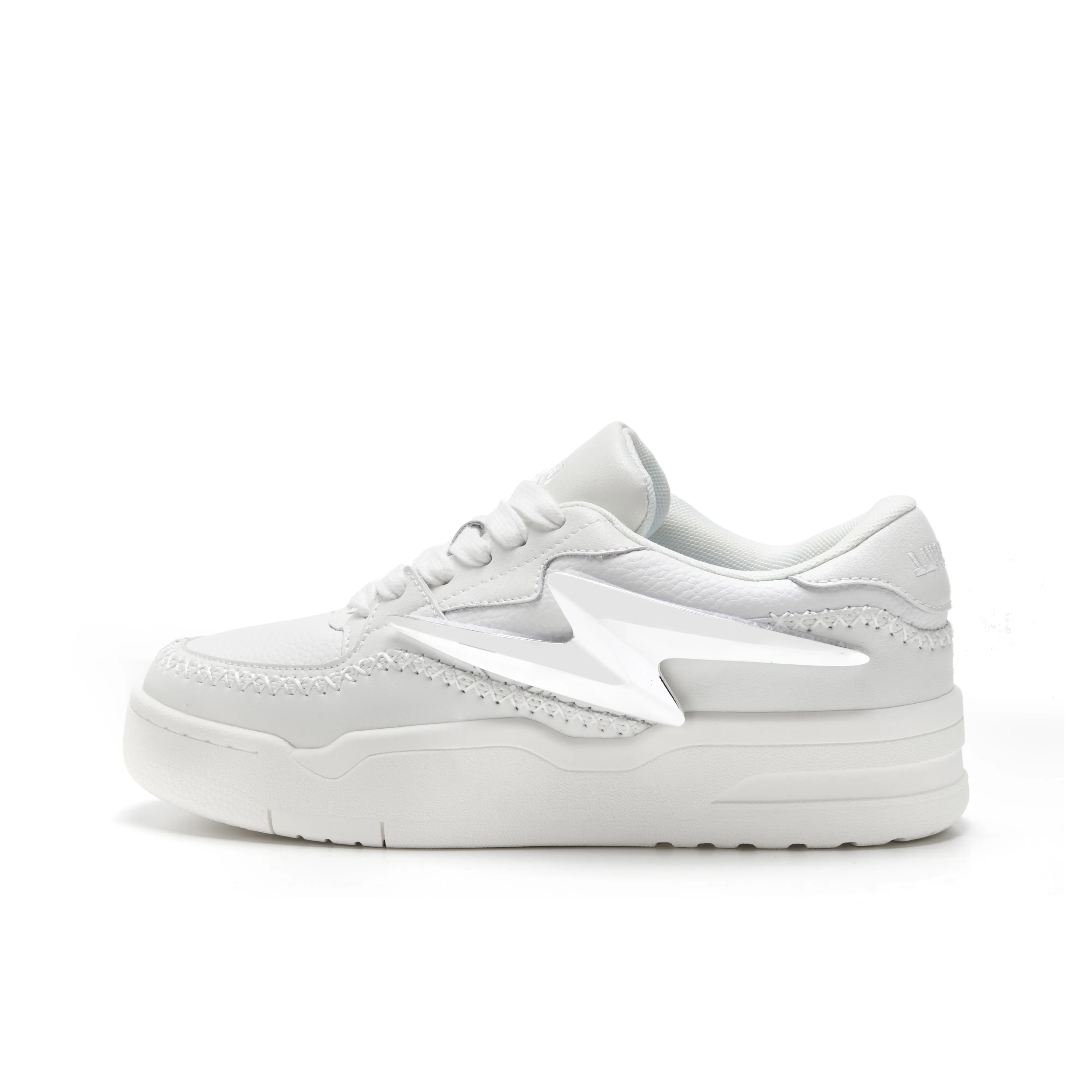 EGOWILL Coverage Anti Slip And Wear Resistant Lightweight Height Increasing Low Top Skateboard Shoes Unisex White